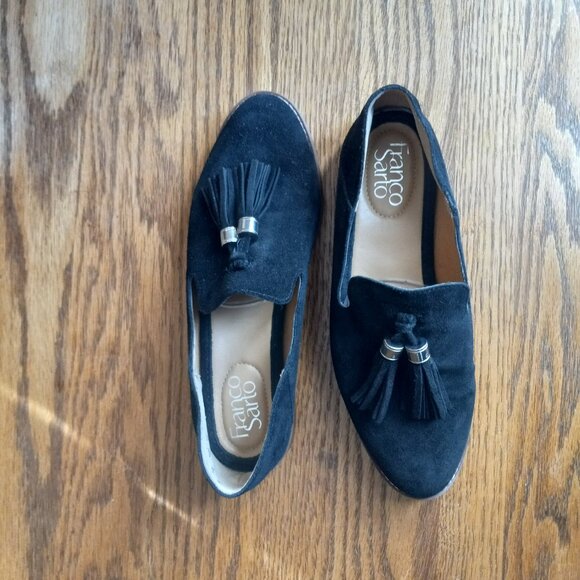 Black Suede Tassel Loafers Size 7 Classic Old Money Academia 90s Preppy Capsule - Picture 13 of 16
